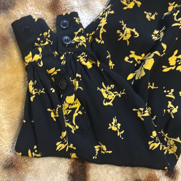 GANNI Floral Black (and yellow) Wrap Dress, Size 34 - Picture 4 of 6